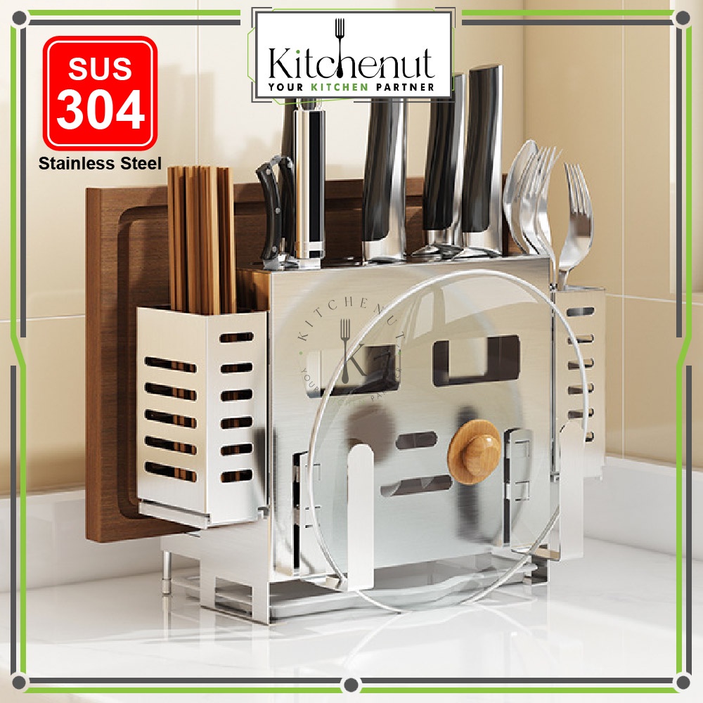 Kitchenut Rak Sudu Garfu 304 Stainless Steel Knife Holder Cutlery