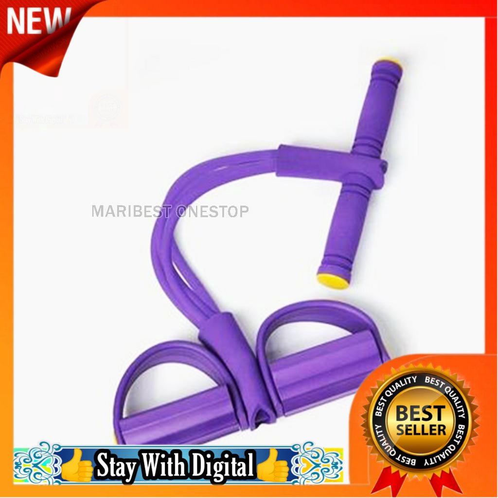 🌹[Local Seller]  4 TUBE PULL UP ROPE ELASTIC RESISTANCE BAND FOOT PEDAL SIT UP YOGA STRETCHING H