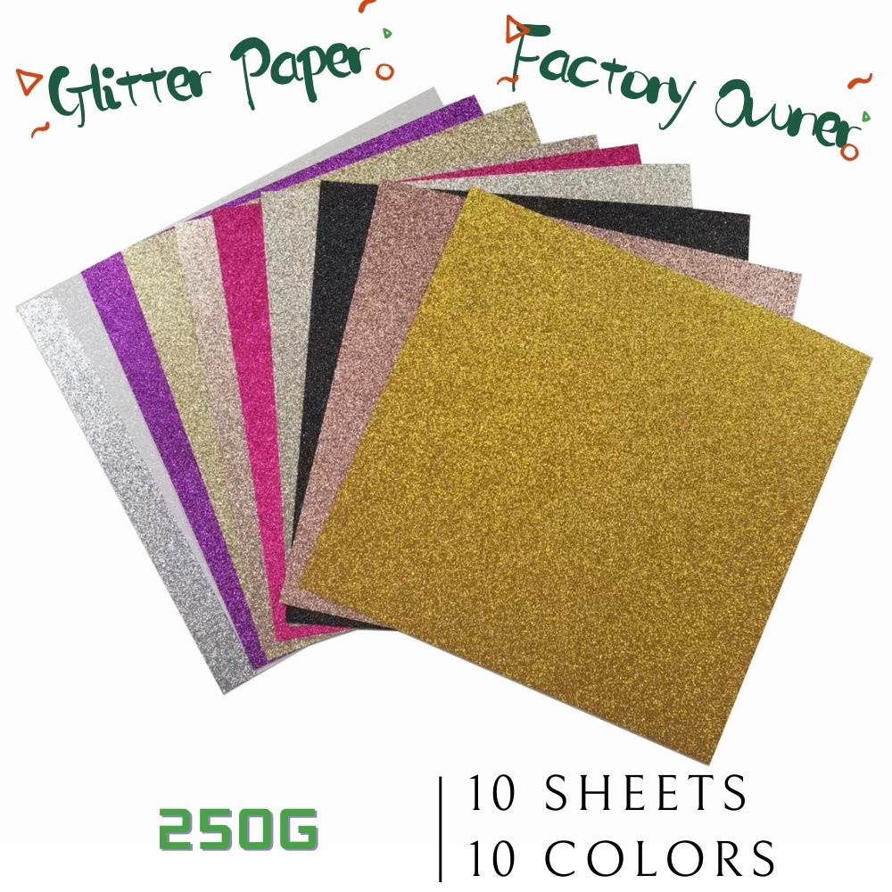 10 Sheets/Pack Customizable Multi Color Glitter Cardboard 250GSM 305
