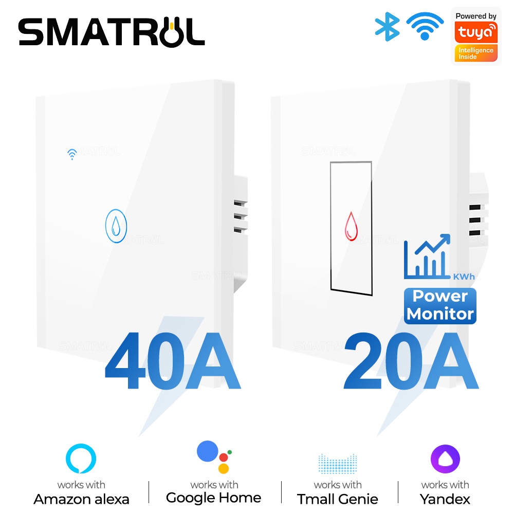 SMATRUL UK 20/40A WiFi for Boiler Water Heater Switch/Aircon 8000W Tuya