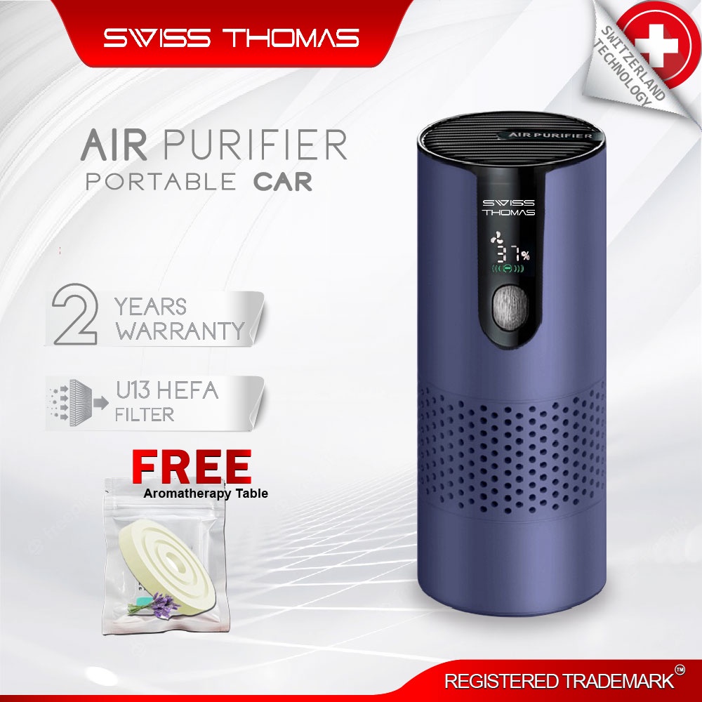 SwissThomas Portable Car Air Purifier 1200mAh USB Rechargeable Formaldehyde Smoke Smell Removal Mini Air Purifier