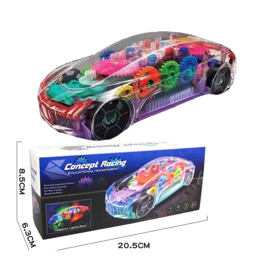 FREE GIFT  Children's Toy Car Gun Electric Car Gun Colorful Light Transparent Concept
