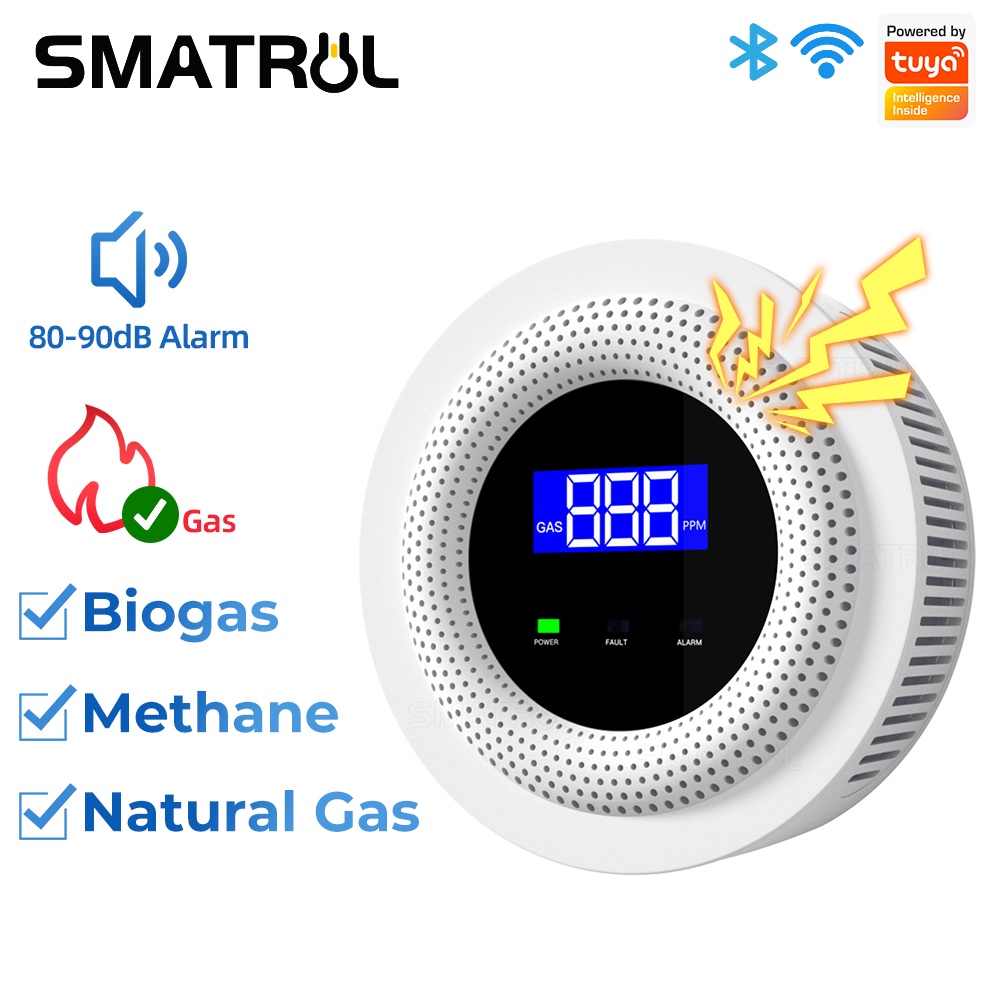 Smatrul Tuya Wifi Smart Natural Gas Sensor Combustible Household Kitchen App Alarm Detector 6388