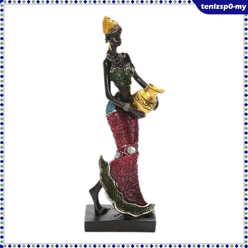 [tenlzsp0] African Figurine Women Figure Tribal Lady Statue Sculpture Collectible Art Piece African Decoration for TV Cabinet Book Shelf Table Stand