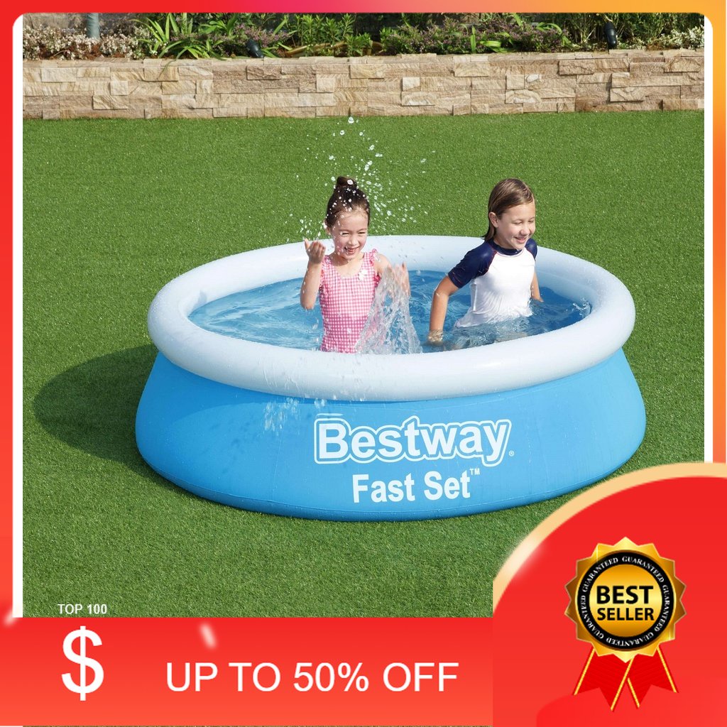 🎁KL STORE✨ [READY STOCK] Bestway Round Kids Inflatable Paddling Pool, Fast Set 57392 Kola
