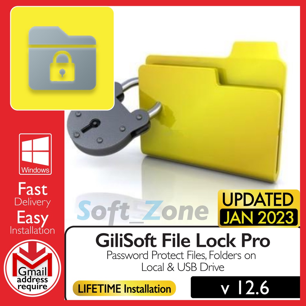 GiliSoft File Lock Pro 12.6 - Password Protect Files, Folders on Local & USB Drive [WINDOWS x64] - Digital Download