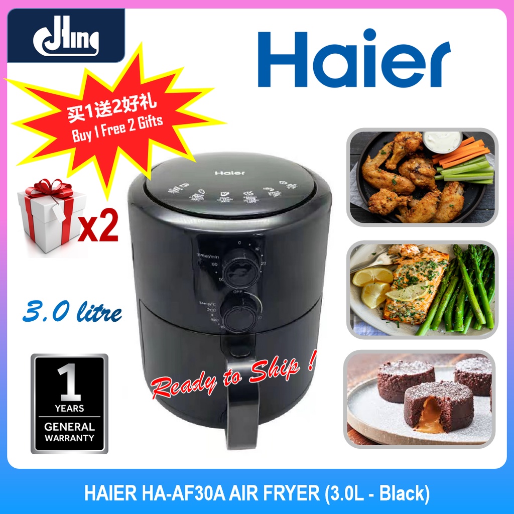 HAAF30A HAIER 3.0L Analog Air Fryer Black Shopee Malaysia