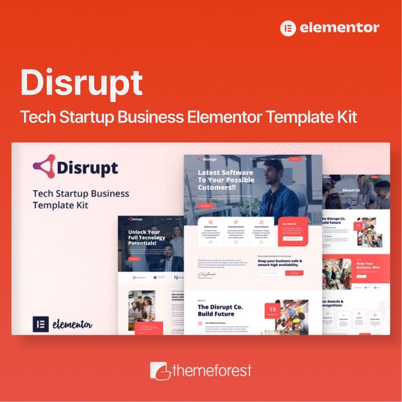 Disrupt - Tech Startup Business Elementor Template Kit (Themeforest Best Seller)