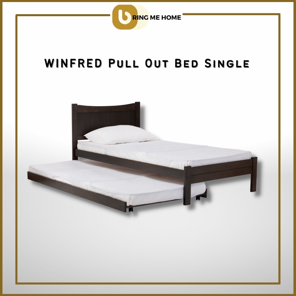 WINFRED Wood Single Bed Frame Single Pull Out Bed Frame Katil Pull Out ...