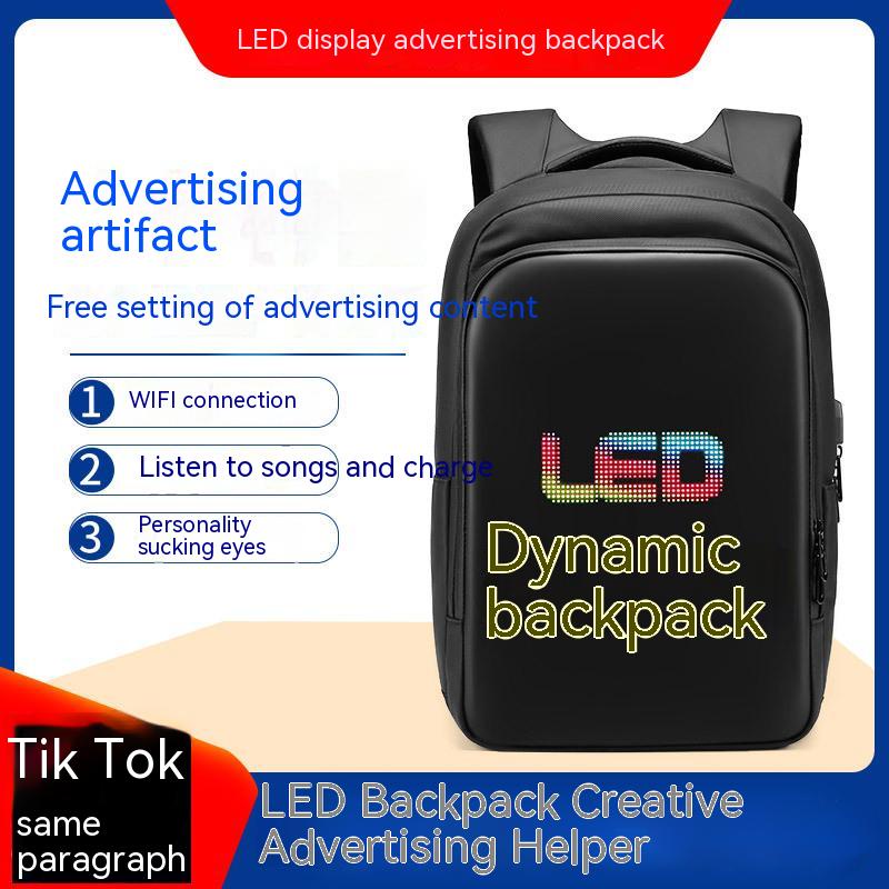 Tik Tok Same Style Smart LED Backpack Men's Bag Waterproof Large Capacity Outdoor Advertising Promotional Promotion