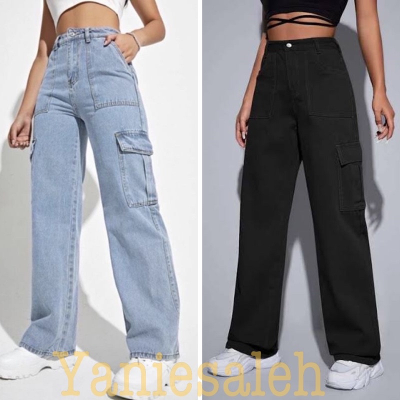 Ladies Cargo 6pockets Palazo Denim High Quality Materials Fast Delivery
