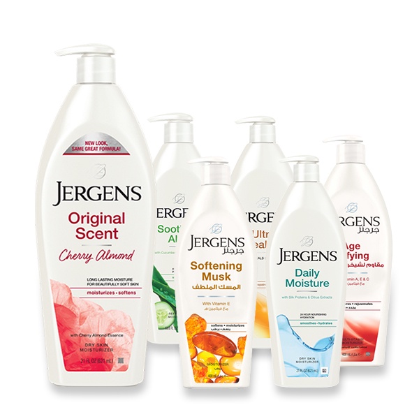 Jergens Moisturizing Lotion 600ml Body Extremely Dry Skin Musk Aloe