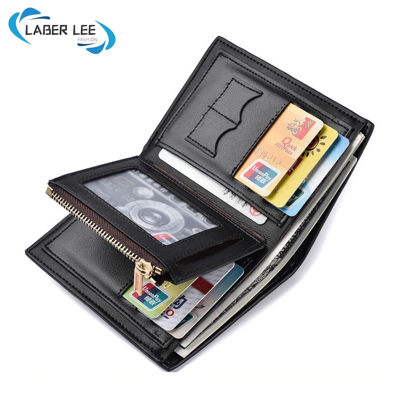 LABER LEE Men Card Holder Short Wallet PU Leather