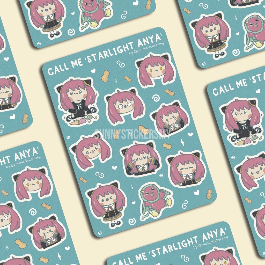 [A6 Sticker Sheet] Call Me Starlight Anya Spy x Family Illustration Journal Planner Sticker Flakes