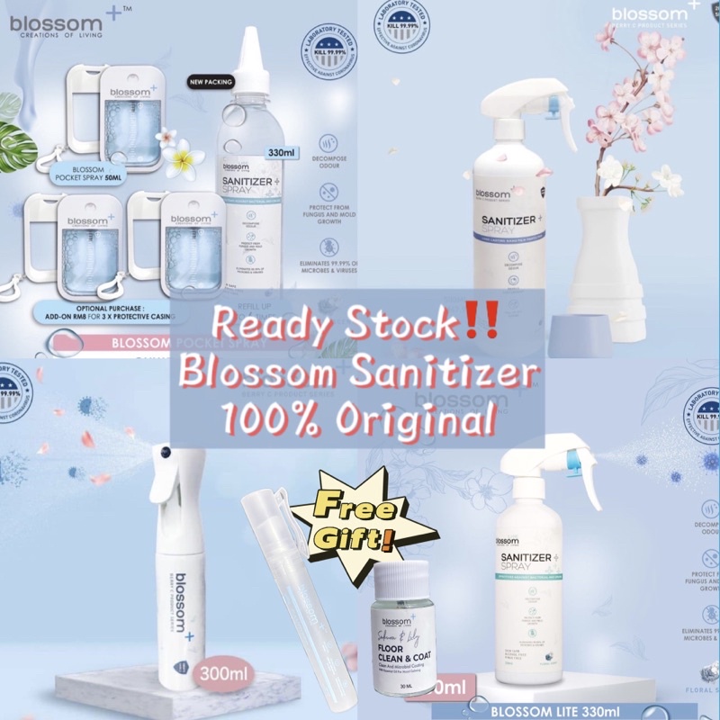 Blossom Sanitizer Hand Sanitizer Spray Pocket Spray Set Hand Sanitizer Liquid Alcohol free 无酒精消毒液Blossom洗手液