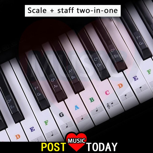 Piano Sticker Transparent Piano Keyboard Sticker Removable Electronic Keyboard 37/49/54/61/88 Key