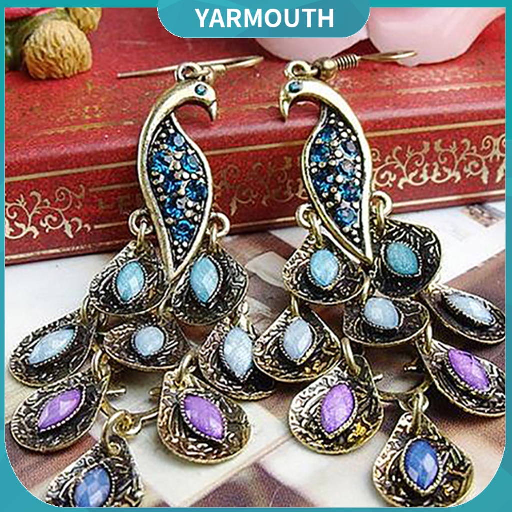 YAR+Earrings Bohemian Style Vintage Jewelry Peacock Dangle Hook Earrings for Party