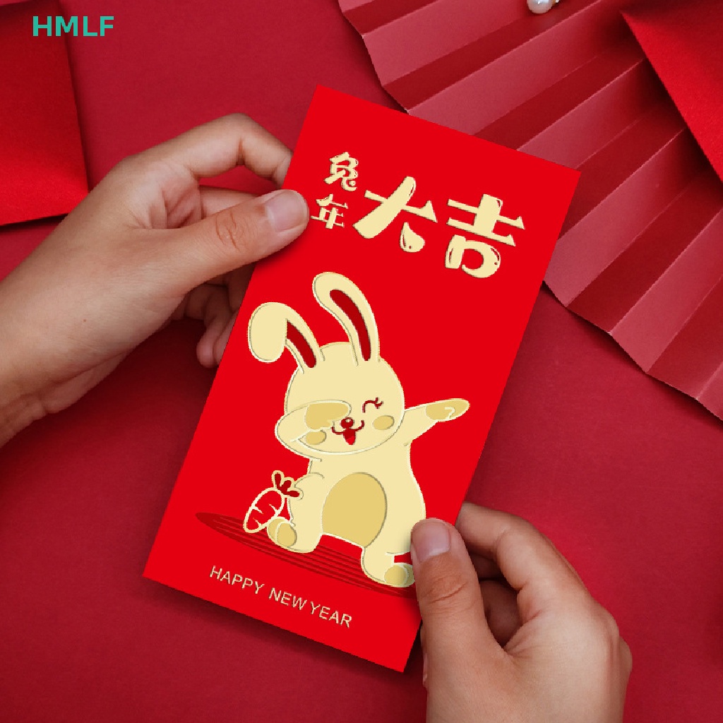 HM 6Pcs Chinese Red Envelopes Red Packet For New Year Blessing 2023