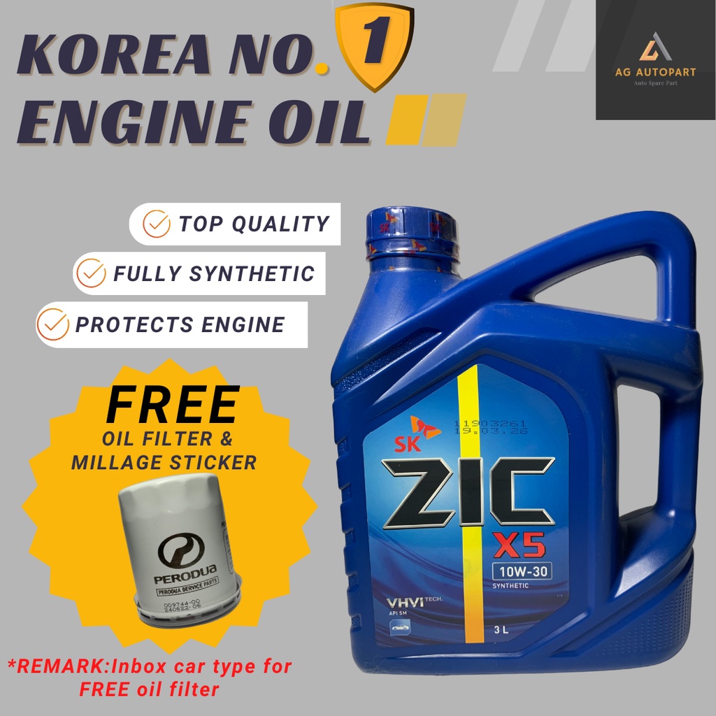 SK ZIC X5 10W30 3L fully synthetic s 3Liter car engine oil / kereta