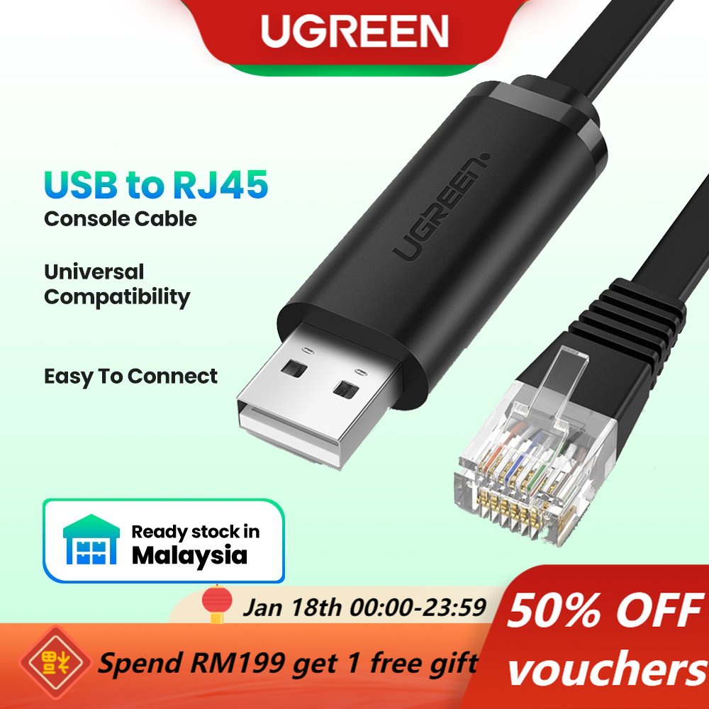 UGREEN USB To RJ45 Console Cable Adapter Converter (1.5m) RS232