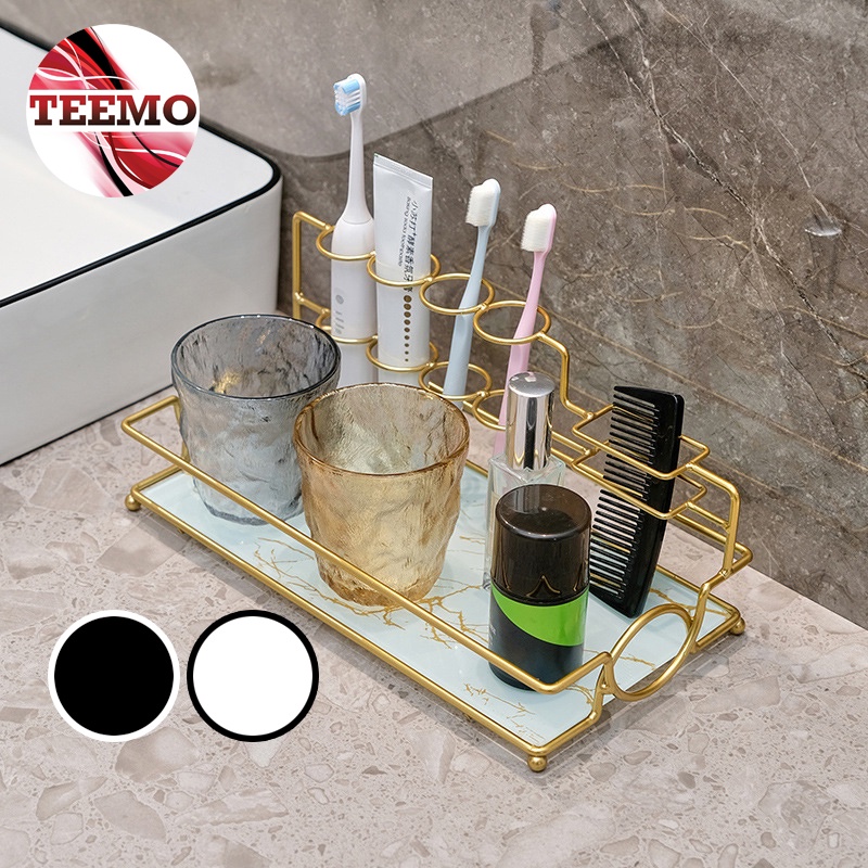 TEEMO Bathroom Rack Desktop Toiletries Stand Toothbrush Mouthwash Cup ...