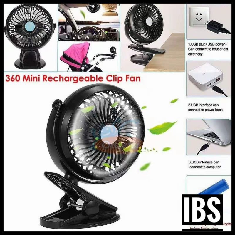 IBS Kipas Kecil Baby Stroller Office Table USB Charge Small Fan Kipas Untuk Baby kipas Stroller