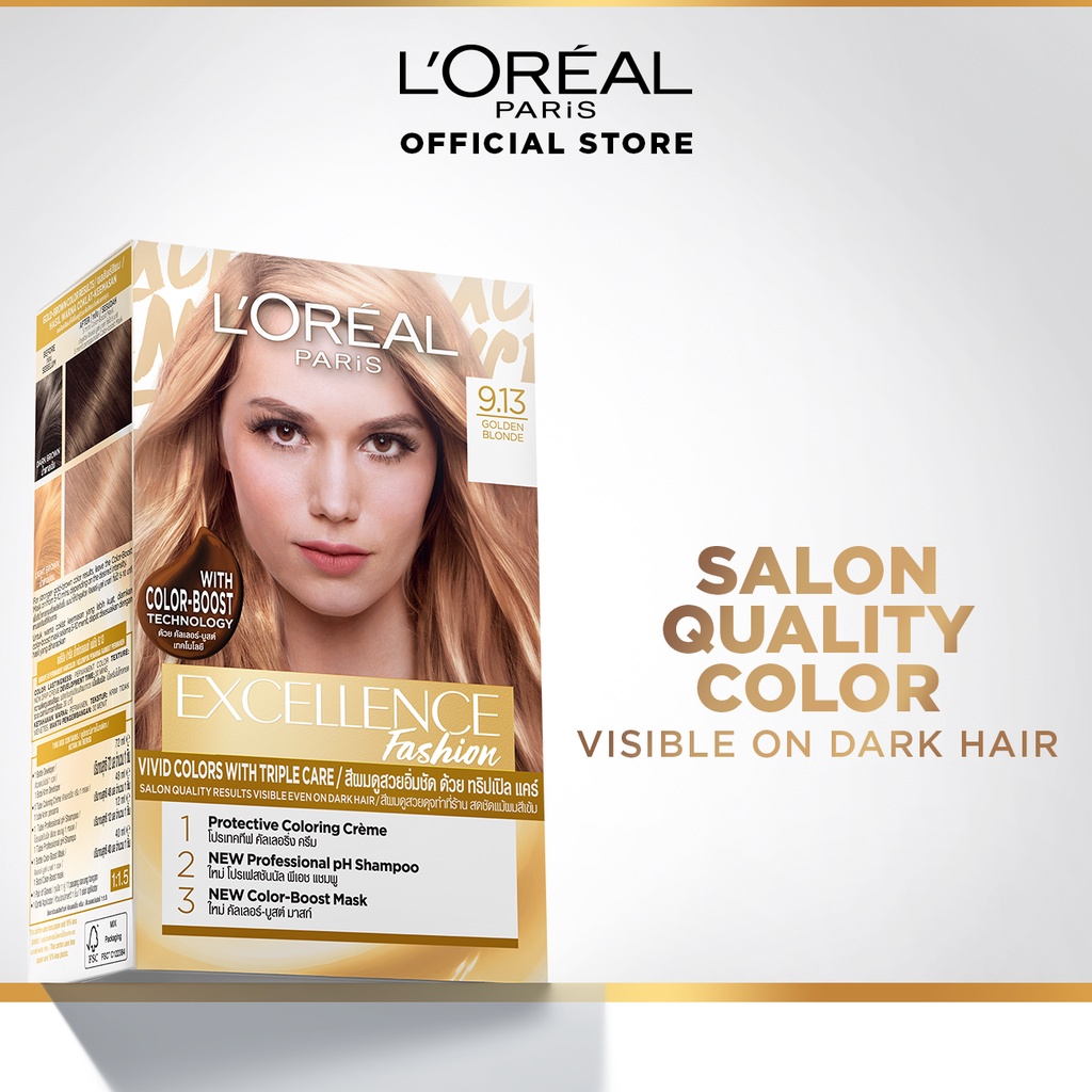 L'Oreal Paris Excellence Fashion Hair Color - # Golden Beige Blonde,  Water Permeable (Hair Dye) | Shopee Malaysia