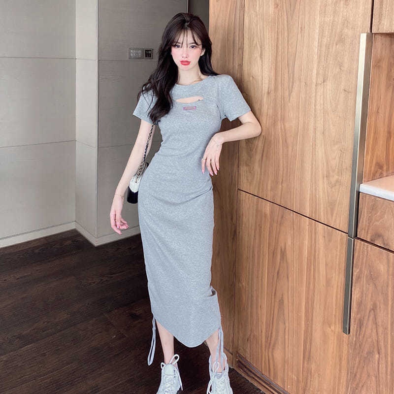 Pleated Slimmer Look Summer Drawstring Dress Hollow Short Skirt Style ...