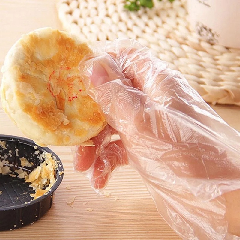 100pcs Disposable PE Plastic Gloves Multifunctional Gardening Pet Grooming Hairdressing Food Cooking Serving Hand Glove