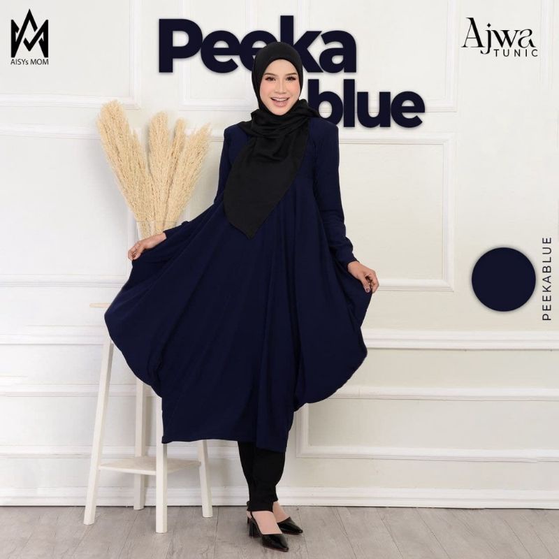 AJWA TUNIC BY AISYMOM (PEEKA BLUE) ready stock