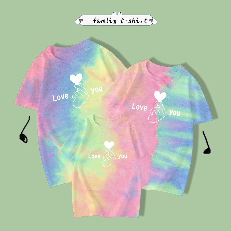 Love You Family Matching Tie Dye T Shirts Clothes Mother Father Daughter Son Kid Tshirt Clothes