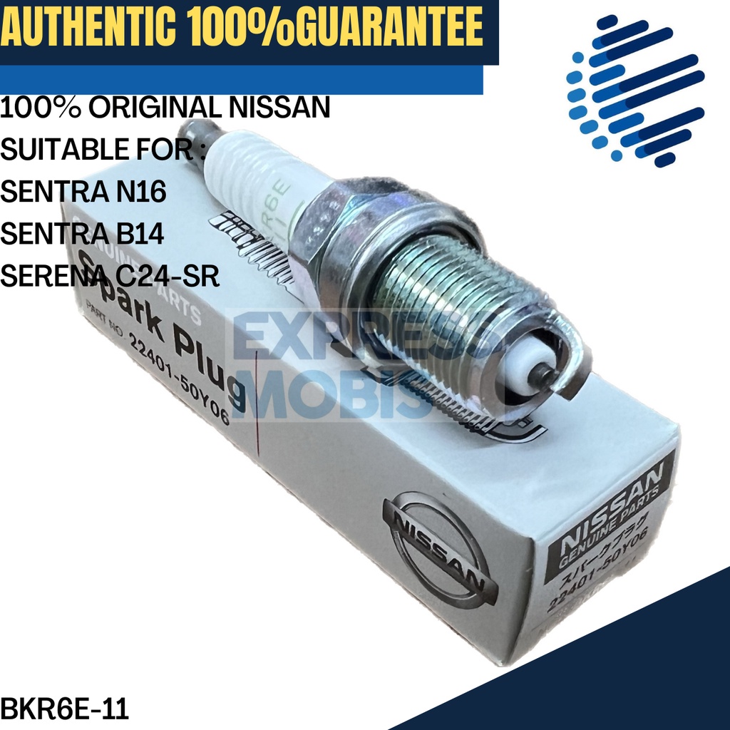 100 ORIGINAL NISSAN SPARK PLUG 2240150Y06 ( BKR6E11 ) SENTRA N16