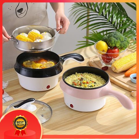 🎁KL STORE✨ 2 Layer Lopol Electric NonStick Ceramic Frying Pan Grill Rice Multi Mini Pot C 1