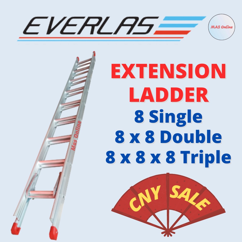 8-feet-everlast-extension-ladder-tangga-heavy-duty-telescopic-ladder