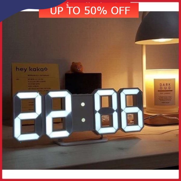 🎁KL STORE✨ _ 3D LED Wall Clock Modern Digital Table Desktop Alarm Clock Nightlight
