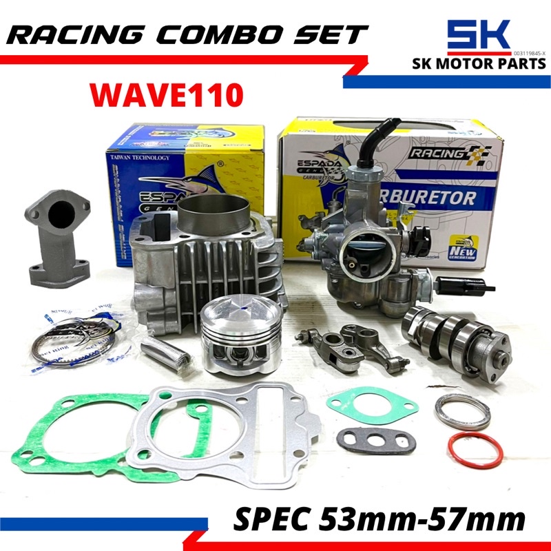 Dash110/Wave110 Block Racing 53mm/56mm/57mm ESPADA Combo Set(Block