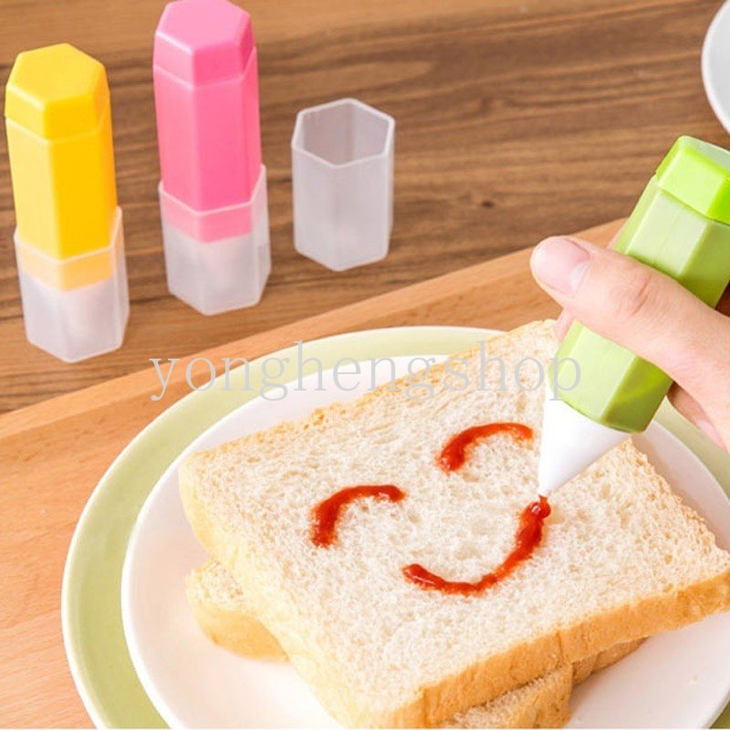 3pcs/set Baking Biscuit Bread Painting Pen DIY Breakfast Cake Decorating Tool Portable Kids Bento Jam Salad Sauce Pens Food Writing Pen
