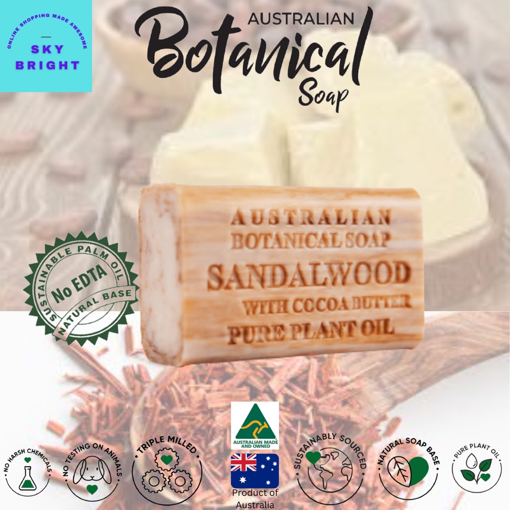 Australian Botanical Relax Bar Soap Sandalwood with Cocoa Butter 200g