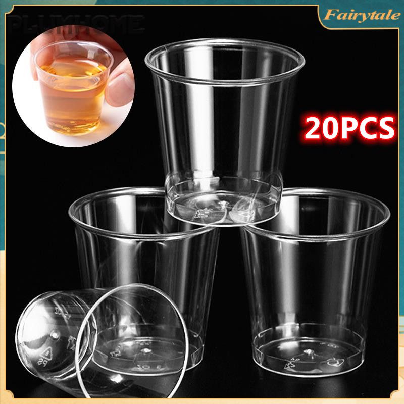 20pcs Mini Party Disposable Cups Plastic Shooting Glasses Clear Juice Mug Dessert Cup Wedding Birthday Party Supplies 【Fairytale】