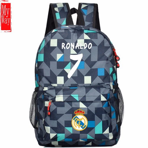 Free Shipping Football Merchandise Schoolbag Royal Madrid C Ronaldo No. 7 Men Women Backpack 42 * 30 * 14cm Sports Canvas