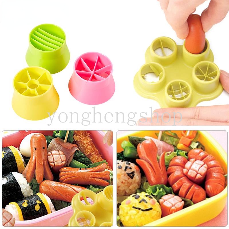 5 In 1 Flower Crab Octopus Style Barbecue Hot Dog Cutter DIY Ham Sausage Cutting Mold Kids Lunch Bento Tool Kitchen Gadgets