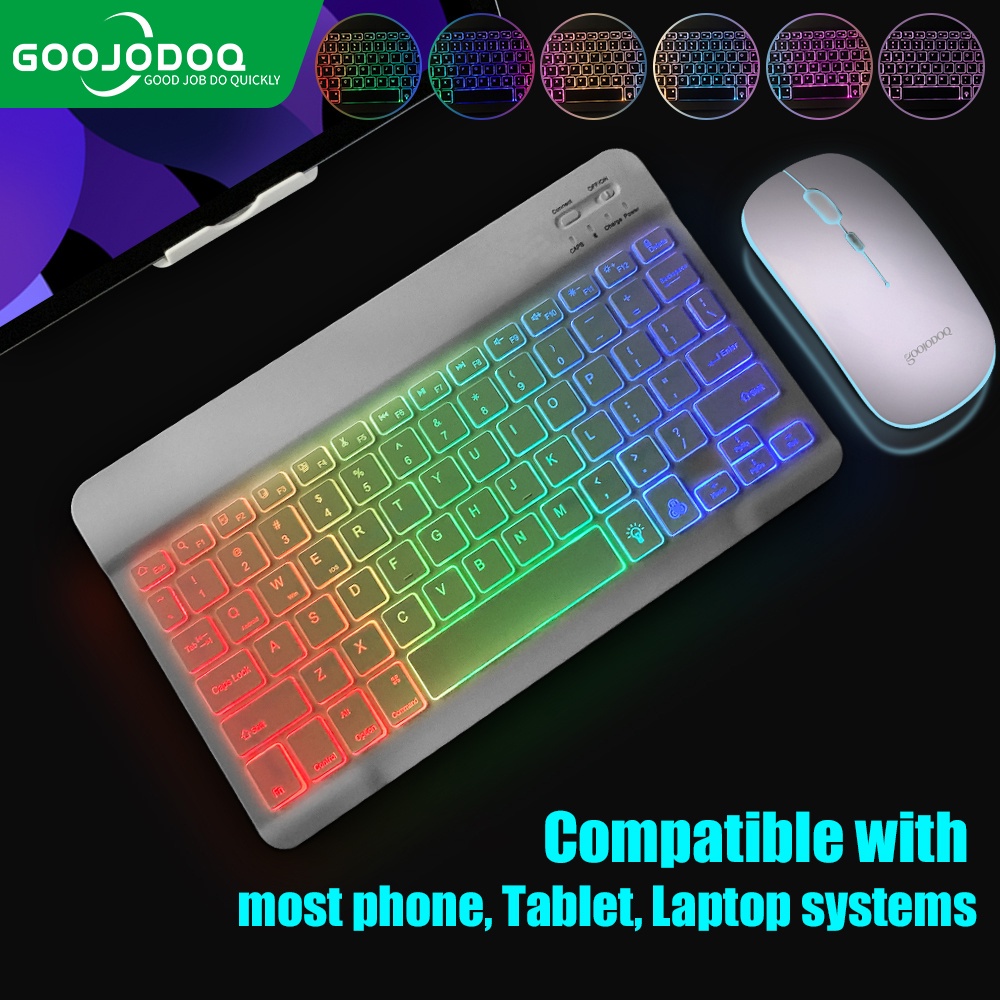 GOOJODOQ Backlit wireless keyboard and Mouse rechargeable Silent