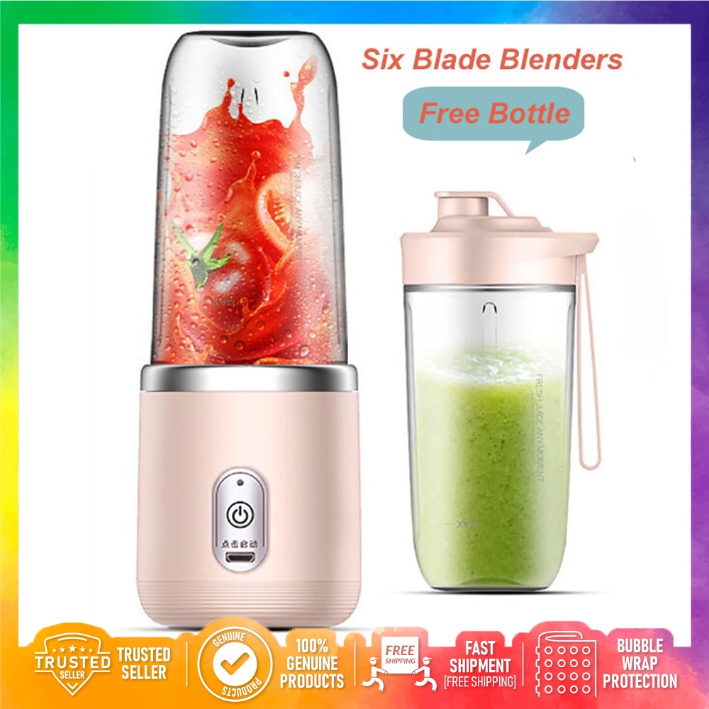 400ml Electric fruit juicer blender juice mixer mini Wireless Portable household USB Charging 6 Blade extra gift juice cup 榨汁机