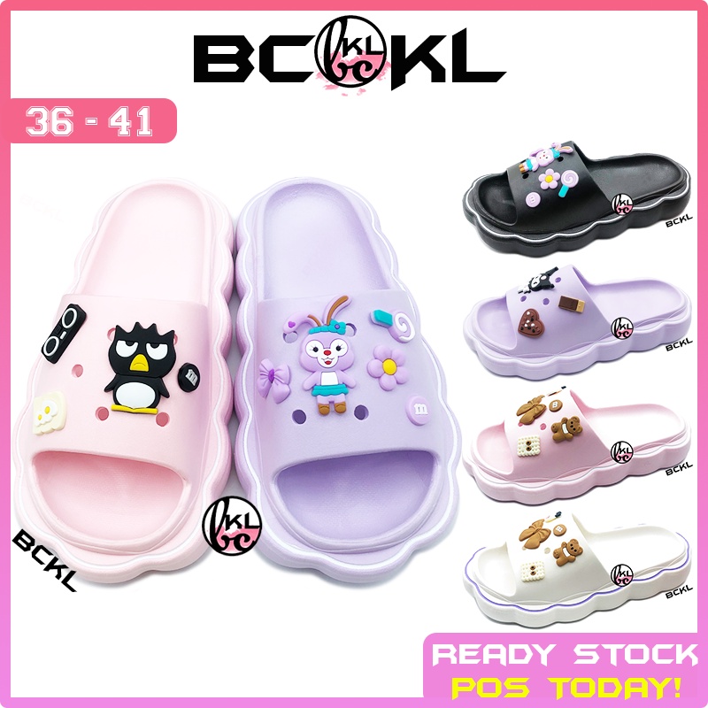 【 BCKL 】Women's Bear Cartoon Slides | Rabbit Shoes Purple Stella Penguin Badtz Sandals Slippers | Kasut Rumah Perempuan