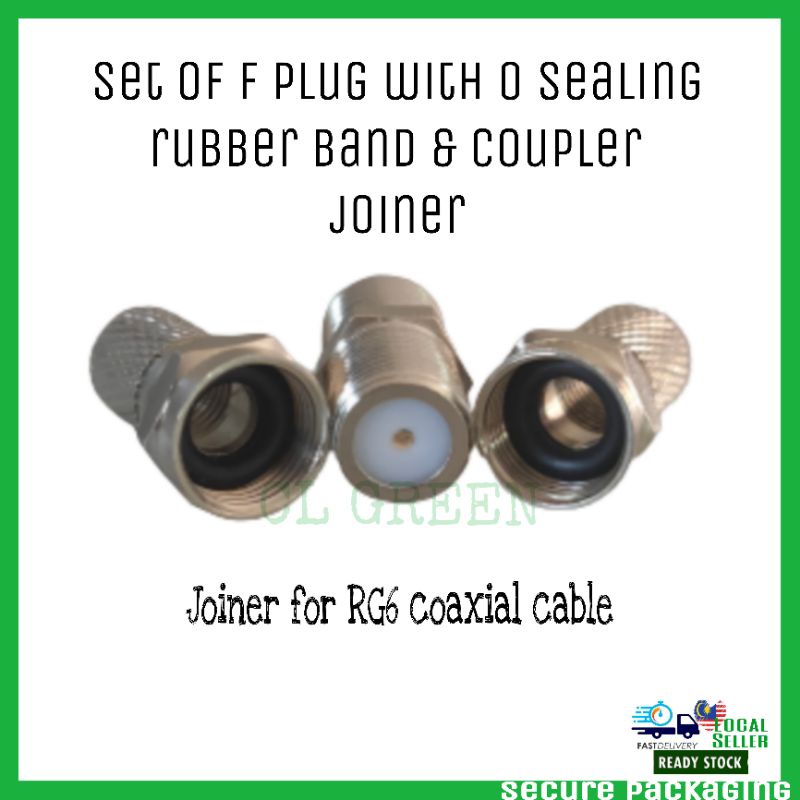 Set of Coupler Joiner & F Plug F Type Connector with O Sealing Rubber