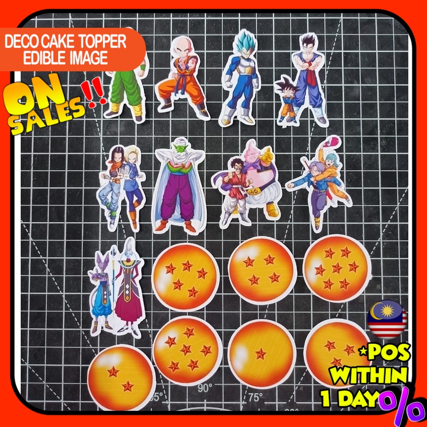 READY STOCK Happy Birthday Cake Topper Dragon Ball Decoration Set Party ...