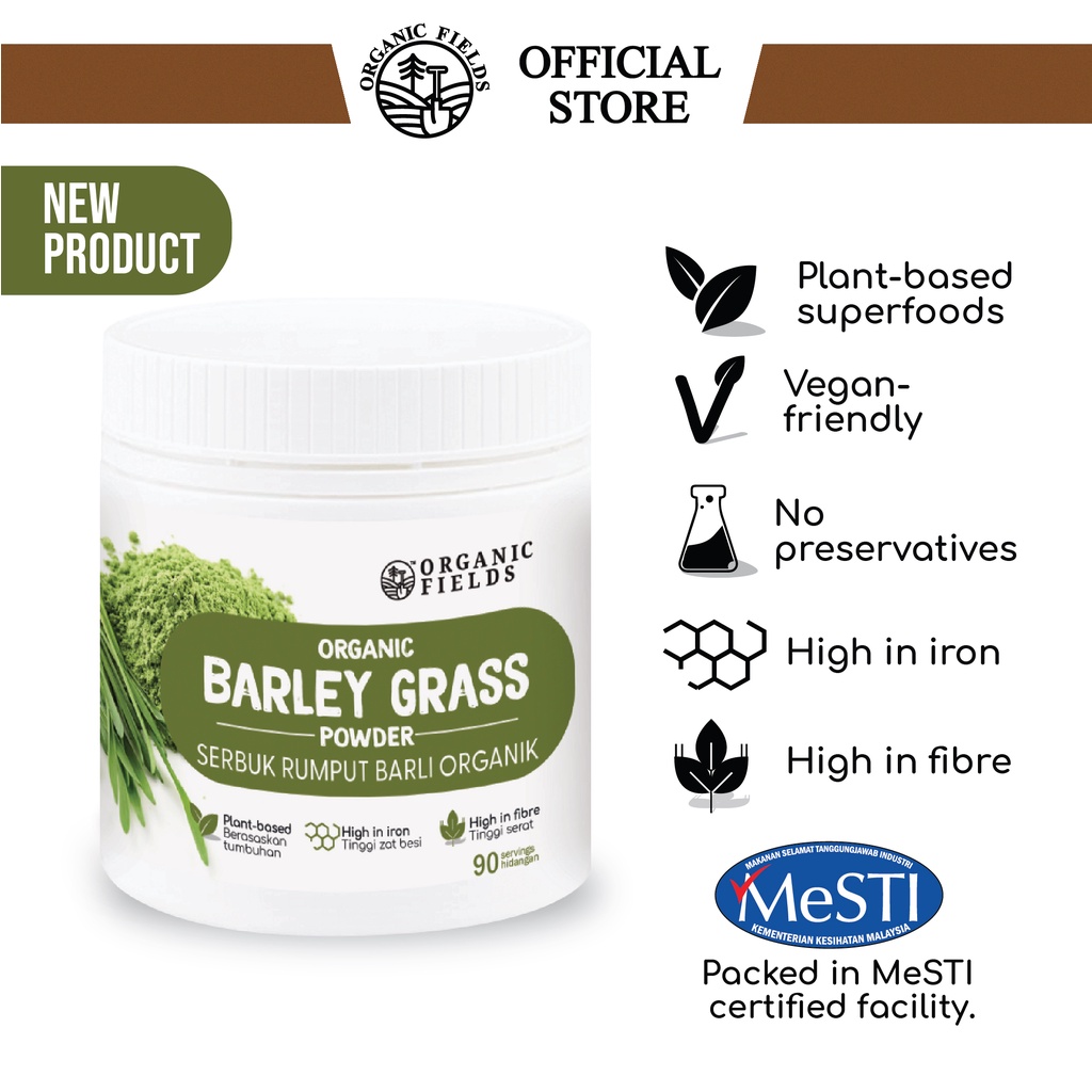 ORGANIC FIELDS Organic Barley Grass Powder 180gm