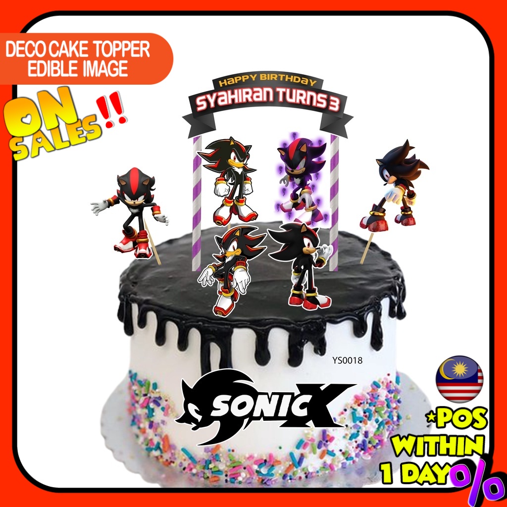 [CUSTOM NAME] Happy Birthday Cake Topper Shadow the Hedgehog Sonic ...