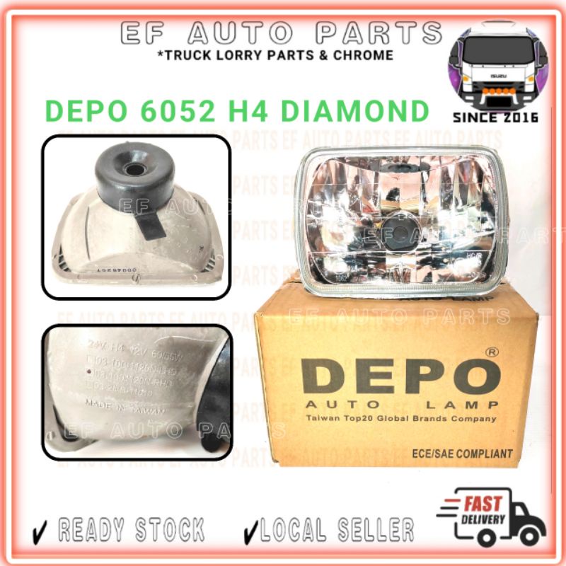 ORI DEPO 6052 H4 DIAMOND HEAP LAMP 5''X7'' LAND CRUISER LJ78 LC2 HICOM ISUZU FORD T3000 PICKUP VAN S