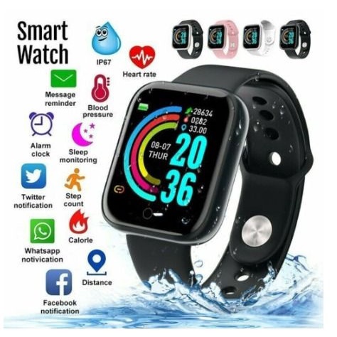 Y68 Smart Watch Waterproof Smart Bracelet Digital Display Touch Control Fitness Tracker